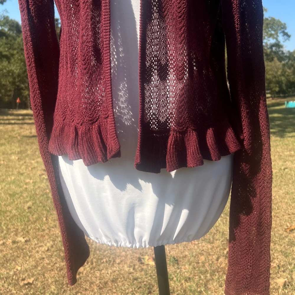 Knox Rose | Maroon Open-Front Cardigan…..101B - Picture 2 of 13